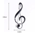 Black Enamel Treble Clef Brooch