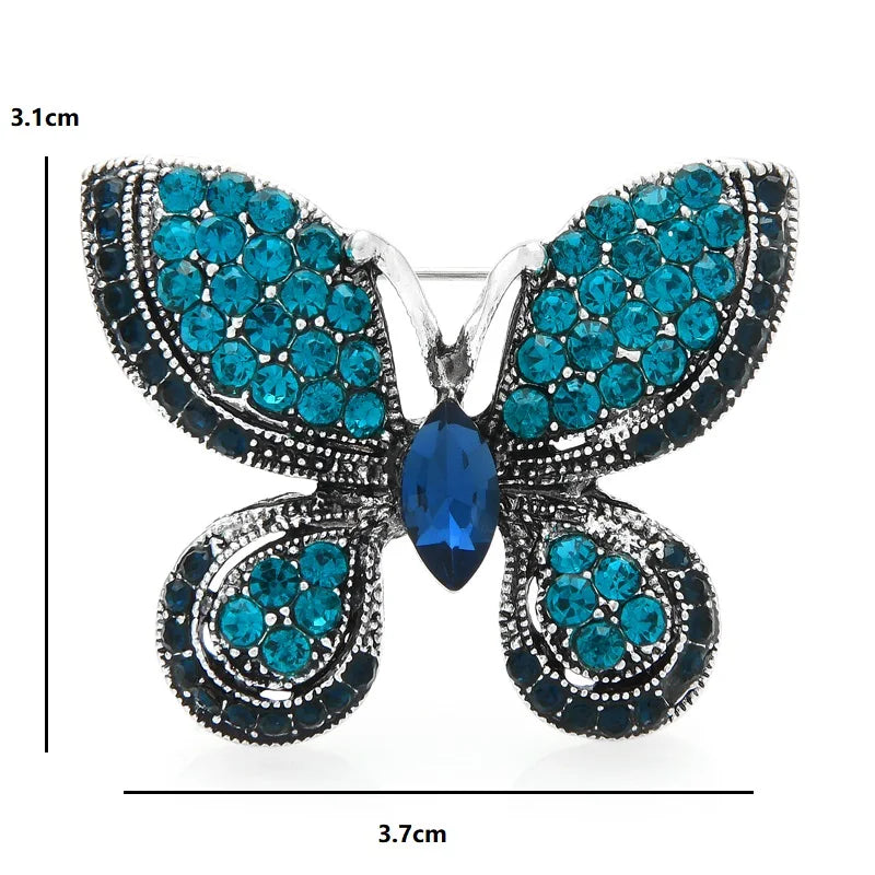 Jeweled Teardrop Wing Butterfly Brooch