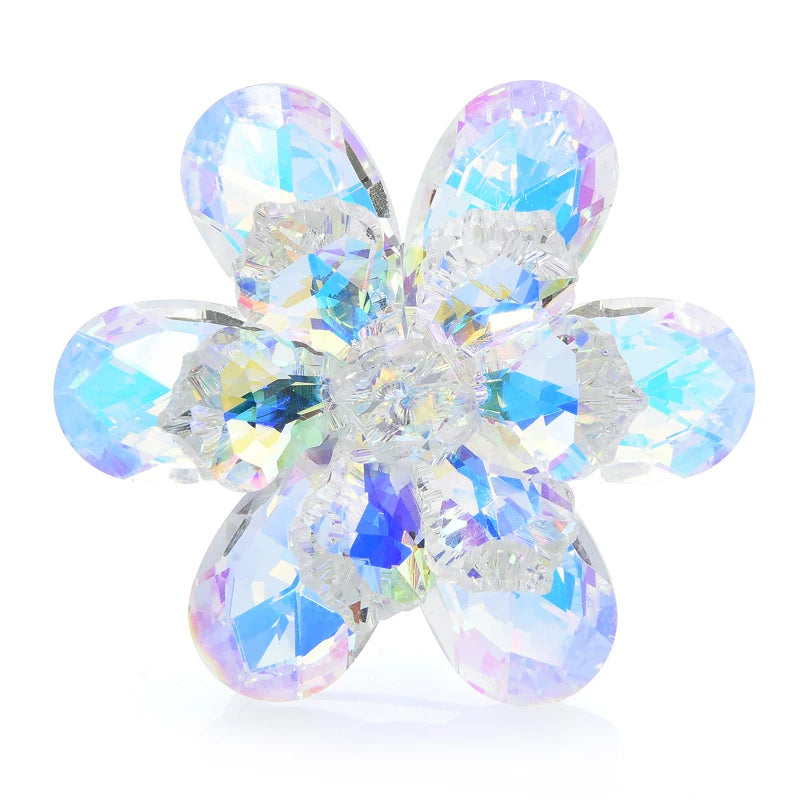 Layered Faceted Glass Flower Brooch