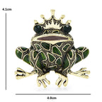 Green Enamel Frog Prince Brooch