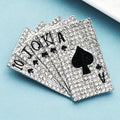 Rhinestone Royal Flush Playing Cards Brooch