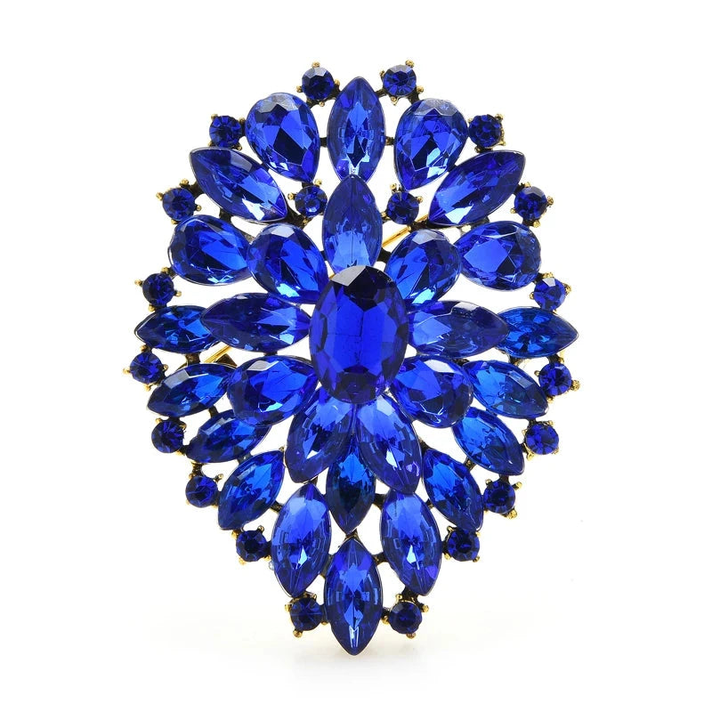 Radiant Faceted Stone Cluster Brooch — Blue