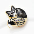 Sleeping Enamel Fox with Jeweled Tail Brooch