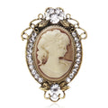 Vintage Oval Cameo with Scroll Frame Brooch