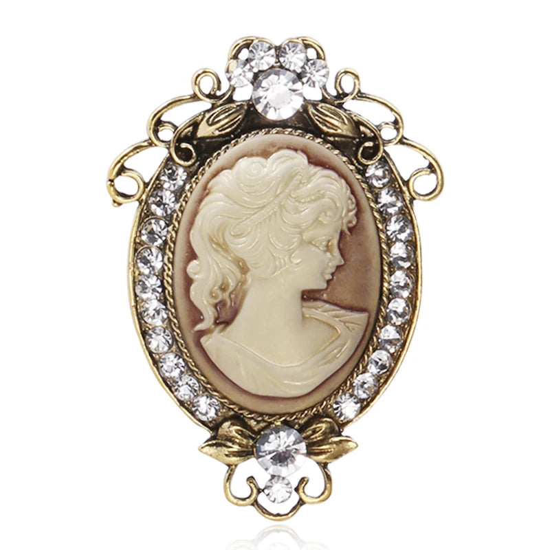Vintage Oval Cameo with Scroll Frame Brooch