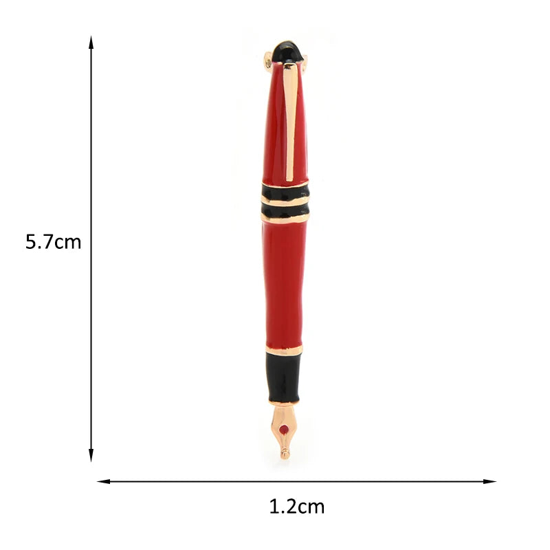 Enamel Fountain Pen Brooch