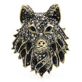 Vintage Jeweled Wolf Head Brooch