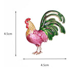 Enamel Sweeping Tail Rooster Brooch