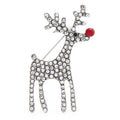 Jeweled Red-Nose Reindeer Brooch