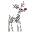 Jeweled Red-Nose Reindeer Brooch