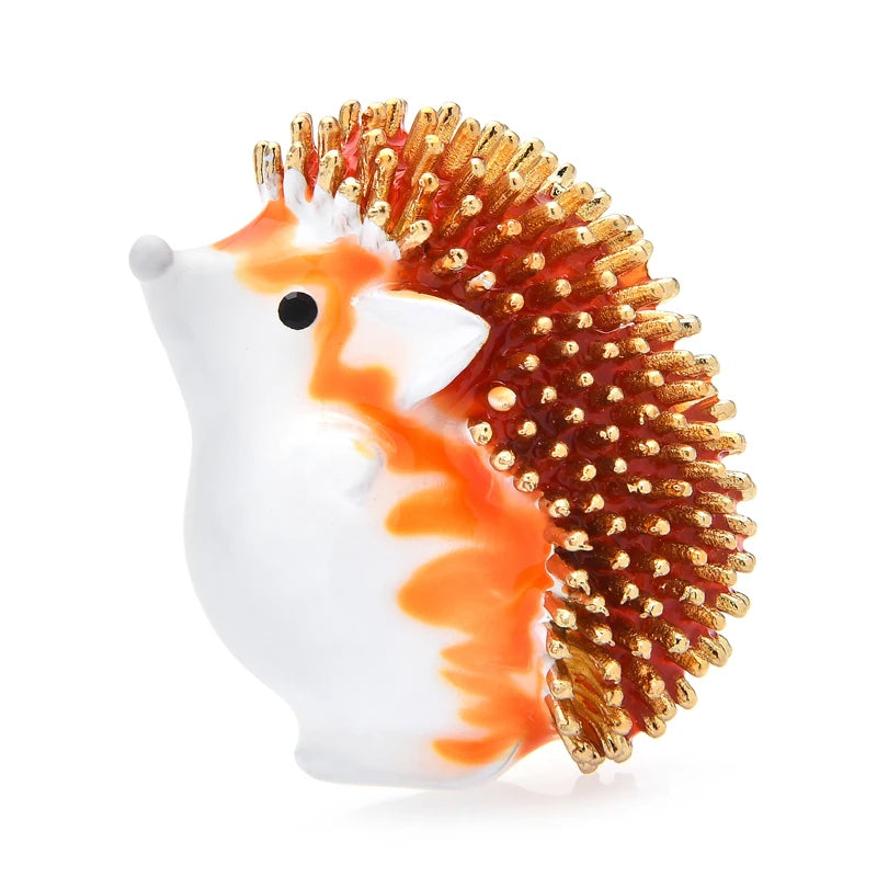 Enamel Hedgehog with Fruit Brooch