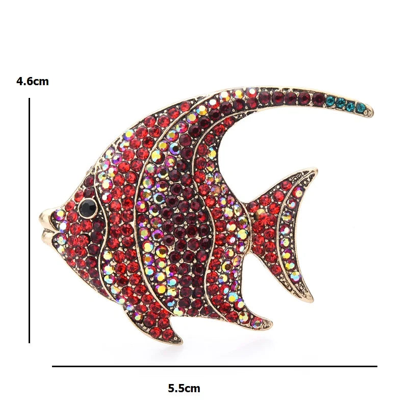 Jeweled Angelfish with Sweeping Fins Brooch