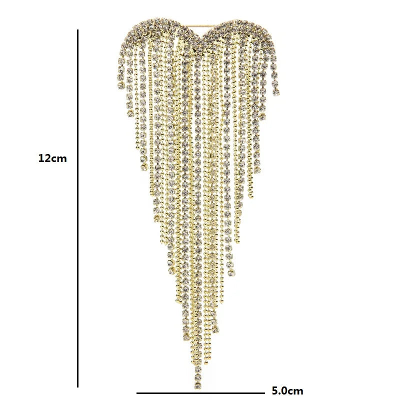 Jeweled Heart with Cascading Fringe Brooch