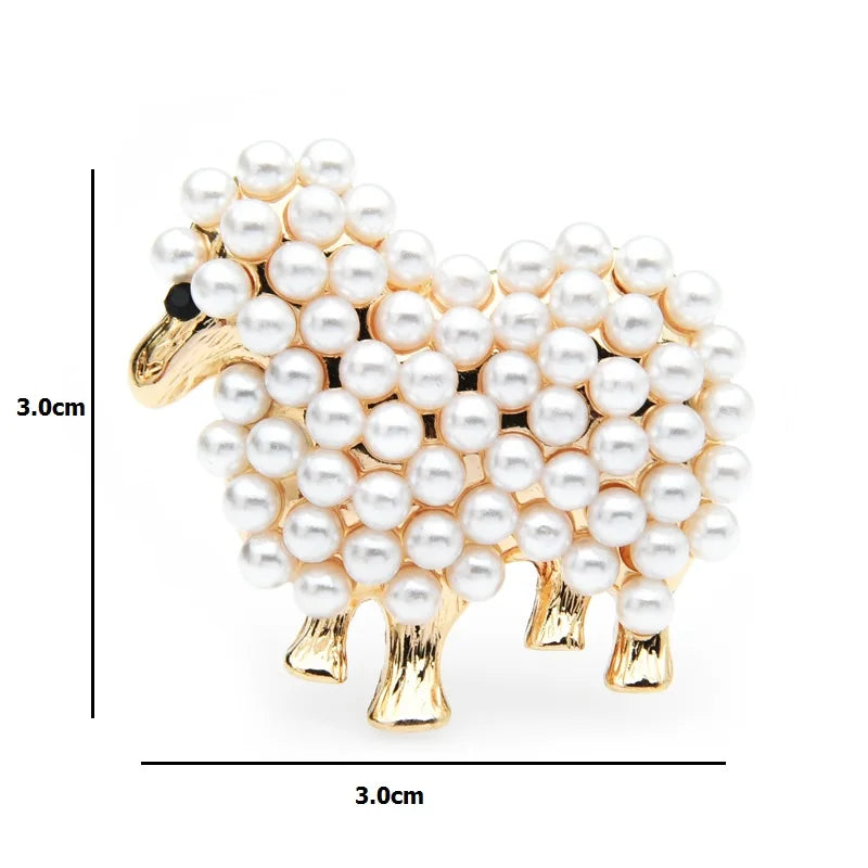 Small Pearl-Look Lamb Brooch
