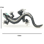 Blue and Clear Rhinestone Gecko Brooch