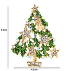 Green Jeweled Star Christmas Tree Brooch