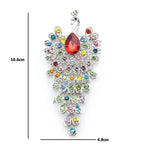 Teardrop Jeweled Peacock Brooch