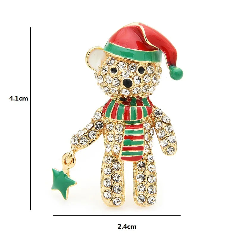 Christmas Teddy Bear with Hanging Star Brooch — dimensions
