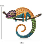 Multicolor Jeweled Chameleon Brooch