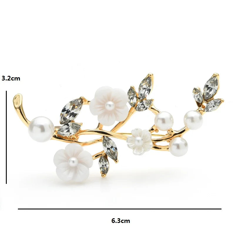 Acrylic Blossom and Pearl-Look Branch Brooch