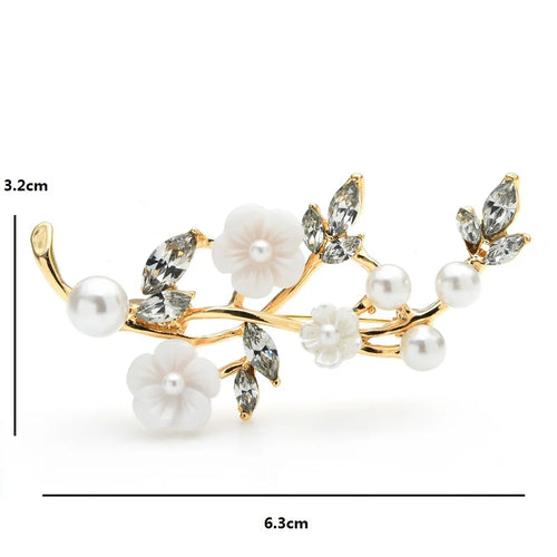 Acrylic Blossom and Pearl-Look Branch Brooch
