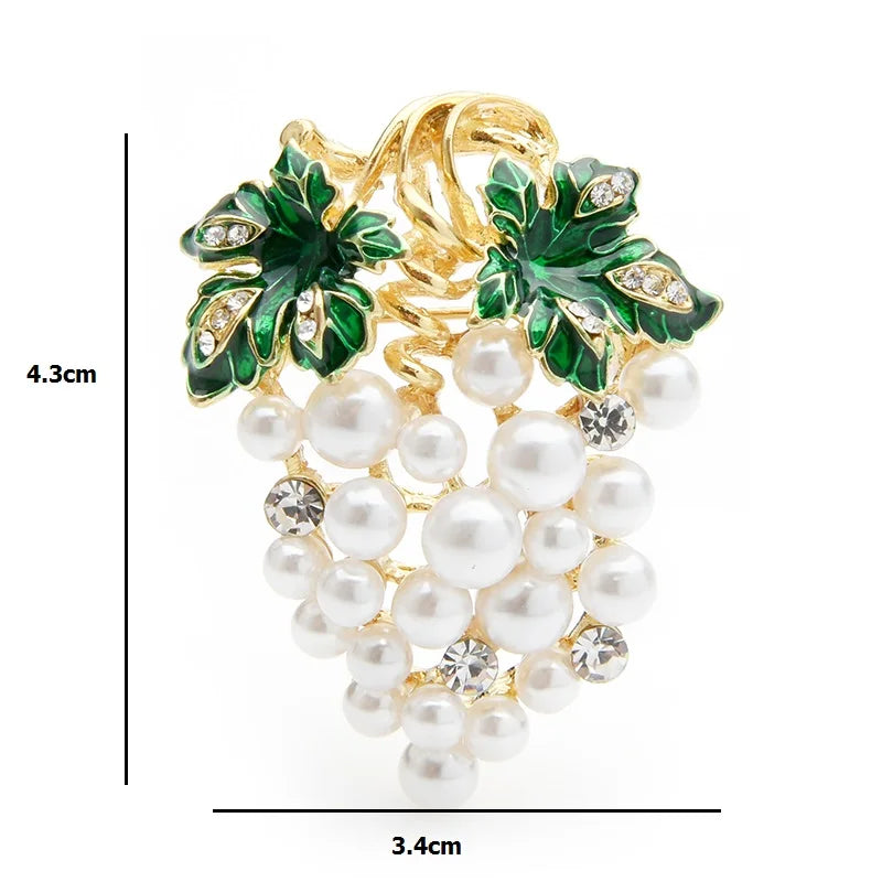 Pearl-Look Grape Cluster Brooch