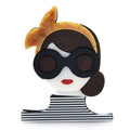 Lady with Bow and Glasses Acrylic Brooch