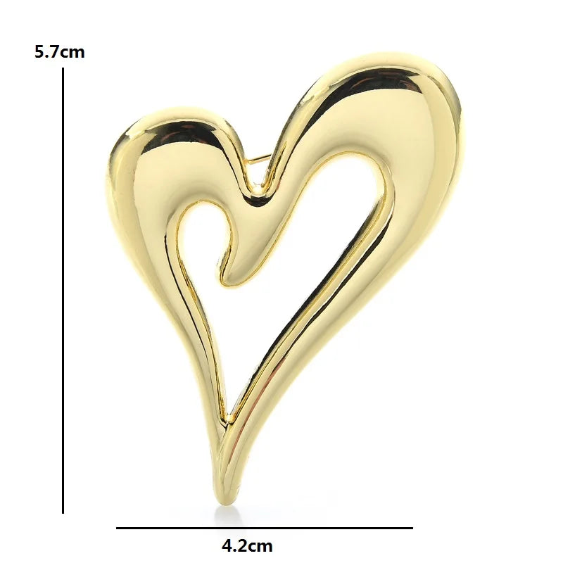 Sculpted Asymmetric Open Heart Brooch