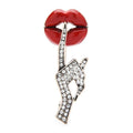 Red Lips and Shushing Hand Brooch — Red Lips