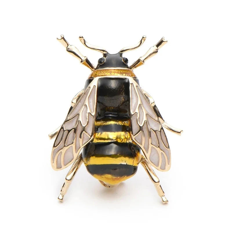 Detailed Black and Yellow Enamel Bee Brooch — Black & Yellow Bee