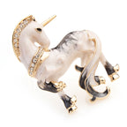 White Enamel Unicorn Brooch