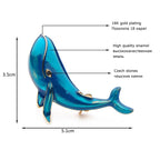 Blue Enamel Whale Brooch