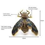 Vintage Enamel Jeweled Cicada Brooch