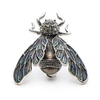 Vintage Enamel Jeweled Cicada Brooch