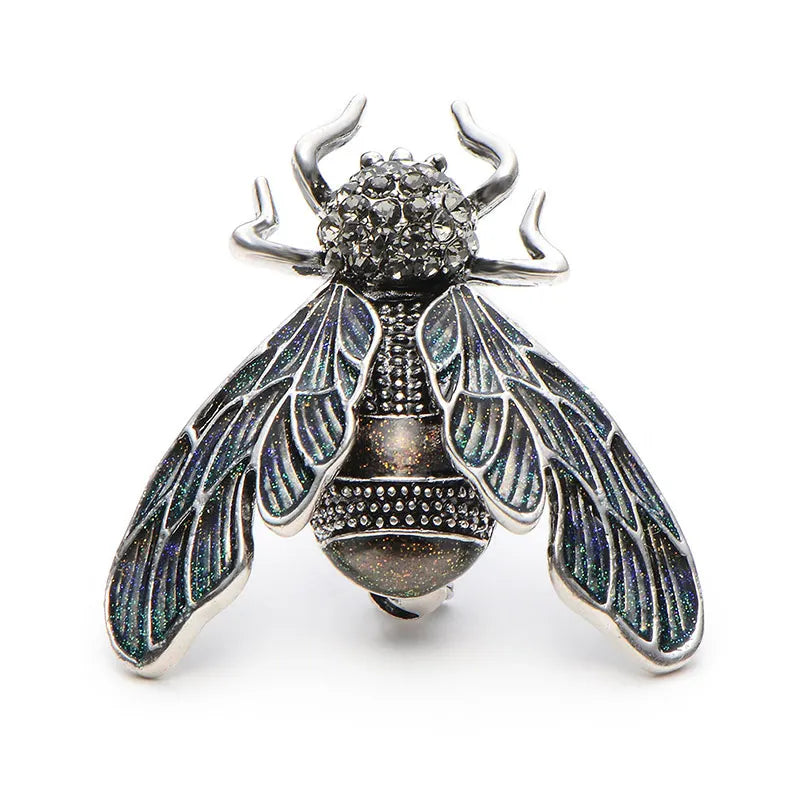 Vintage Enamel Jeweled Cicada Brooch