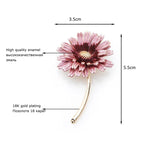 Pink Enamel Daisy Stem Brooch