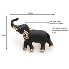 Black Enamel Raised Trunk Elephant Brooch