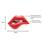Glossy Red Enamel Lips Brooch