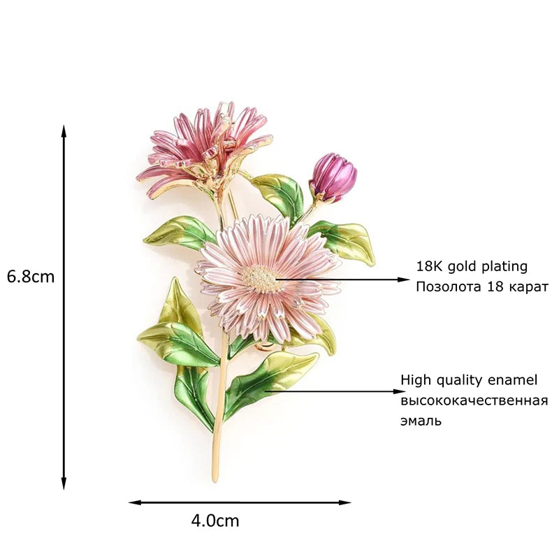 Pink Daisy Bouquet Brooch