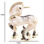 White Enamel Unicorn Brooch