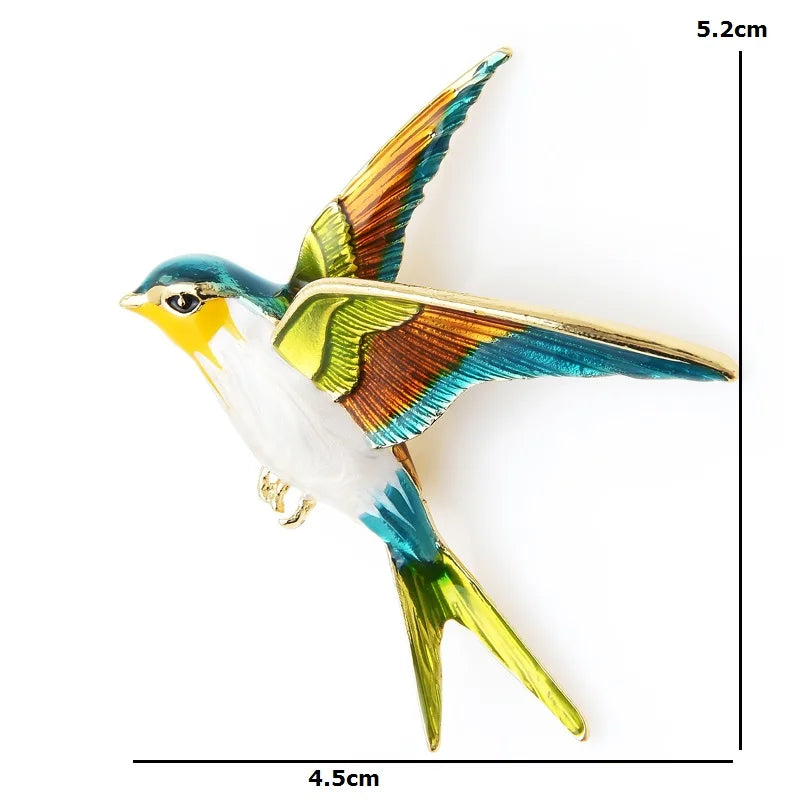 Colorful Enamel Flying Swallow Brooch