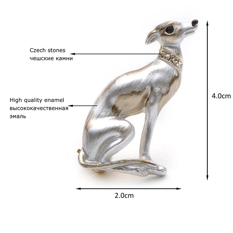 Silver-Tone Seated Greyhound Brooch