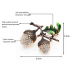 Jeweled Acorn and Oak Leaf Brooch