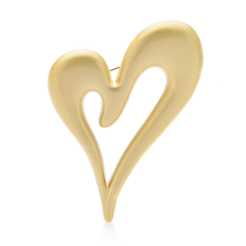 Broche cœur ouvert asymétrique sculptée