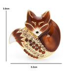 Sleeping Enamel Fox with Jeweled Tail Brooch