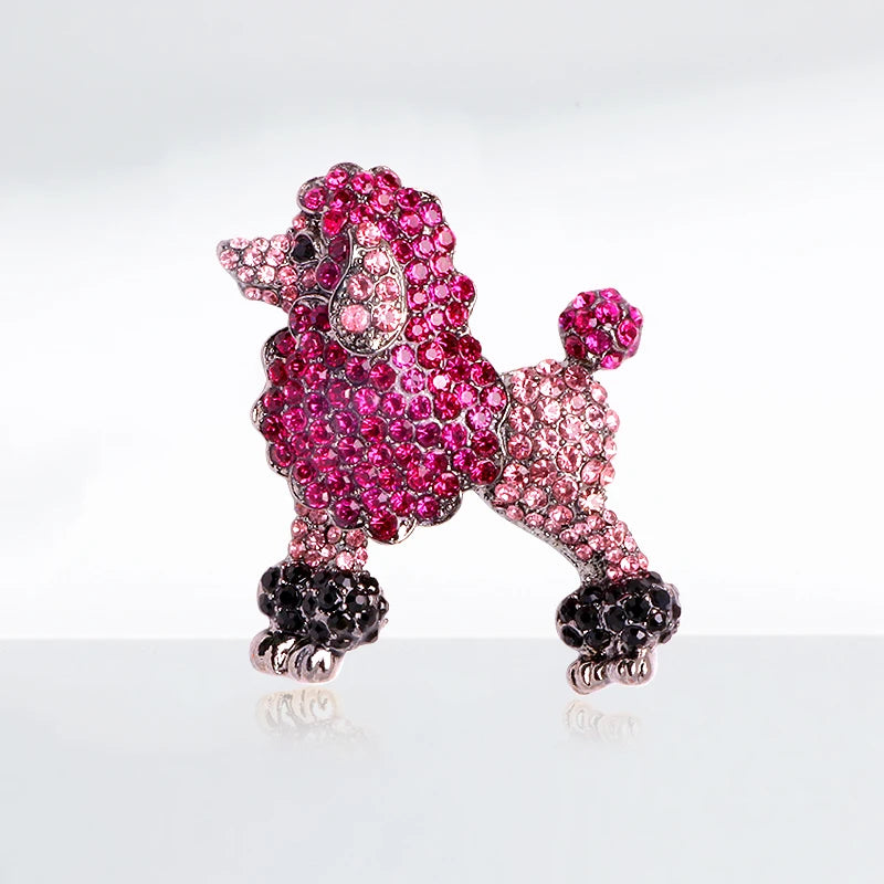 Sparkling Rhinestone Poodle Brooch