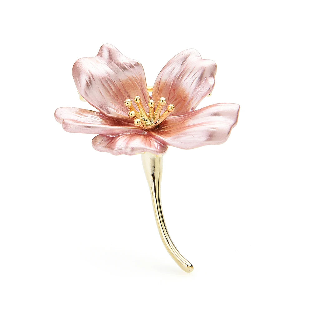 Soft Enamel Blossom Stem Brooch