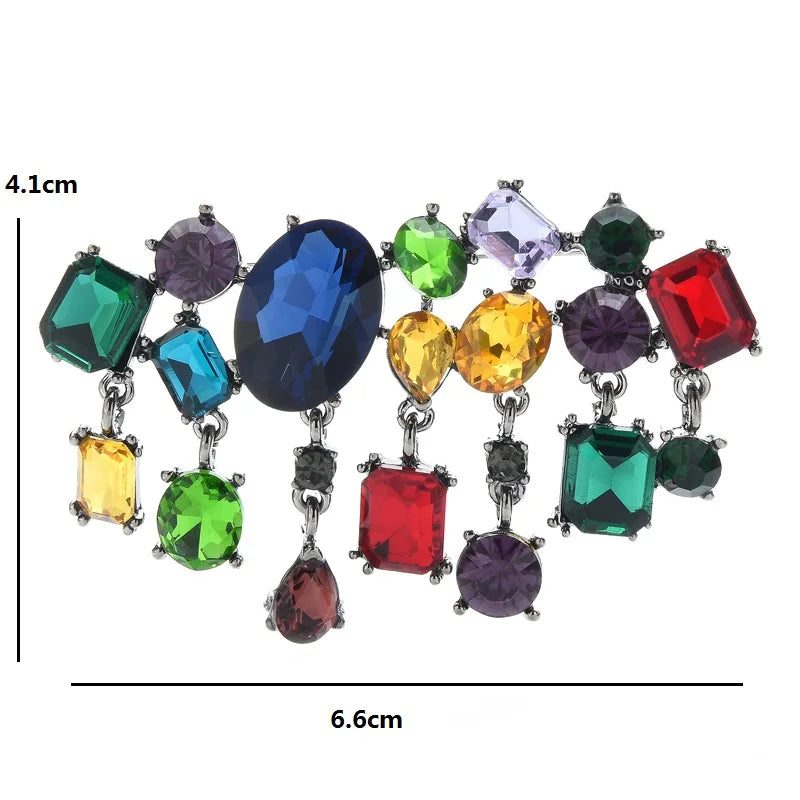 Multicolor Crystal-Look Fringe Brooch