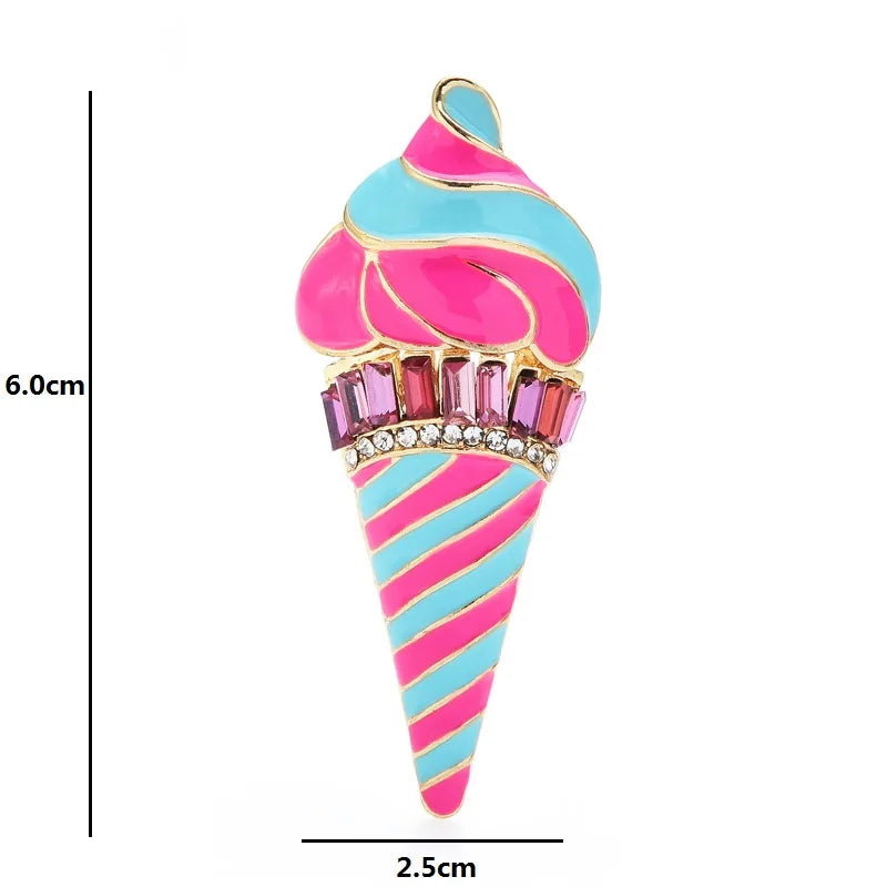 Pink and Turquoise Ice Cream Brooch