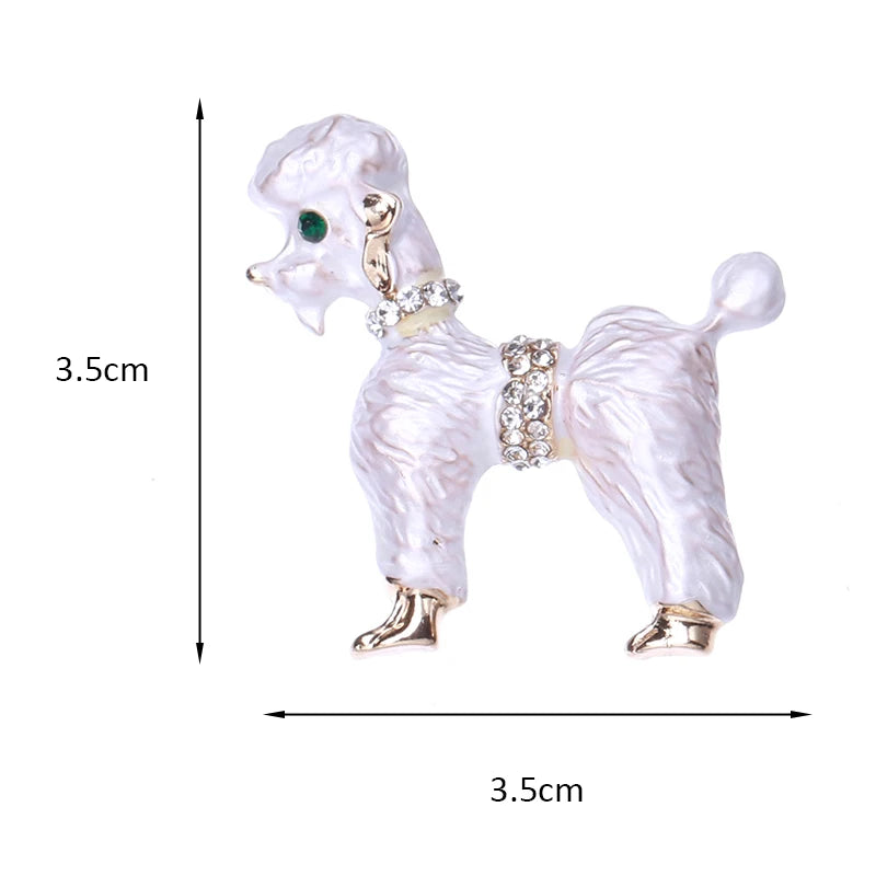 Enamel Poodle with Jeweled Collar Brooch